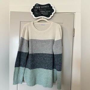 XL Pink Clover Nickole Textured block-stripe sweater